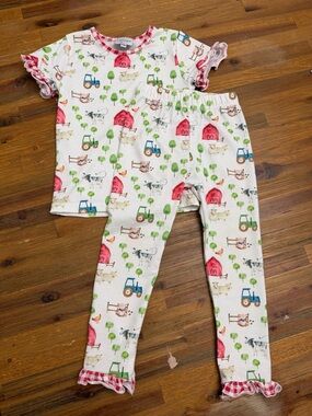 Farm Animal Set - White with Red & Green Prints
